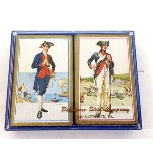 Vintage Delaware Steel Company Playing Cards 2 Full Decks & Case
